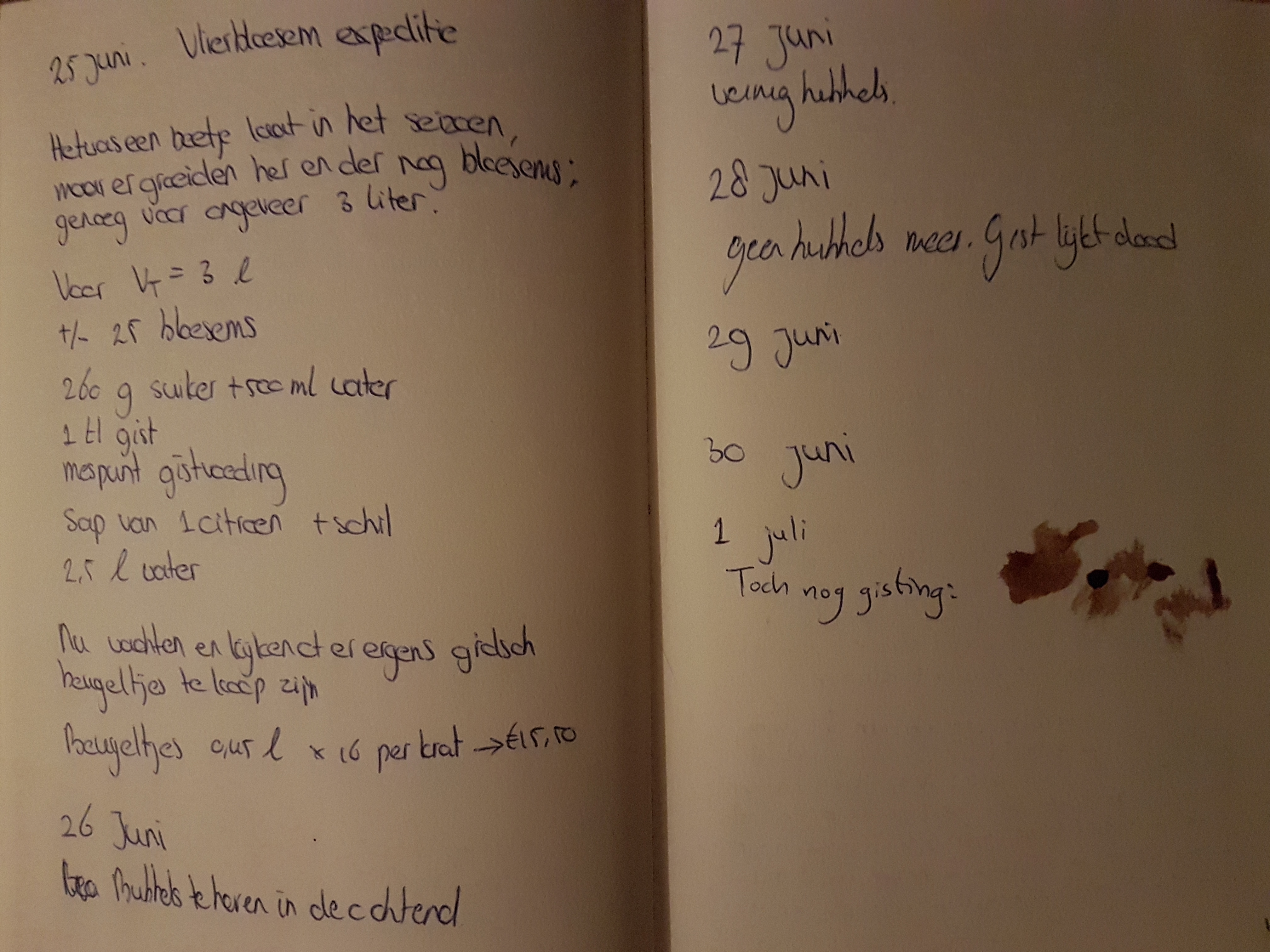 The quantities that went into the second experiment were much more meticulously tracked with Marilisa’s lab discipline. I also tracked my blood loss due to exploding Grolsch beer lever-type closure bottles.